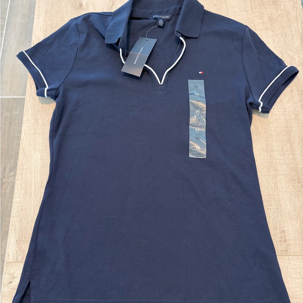 Tommy Hilfiger Navy Polo with White Piping